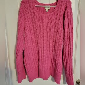 Plus St. John's Bay Bubble Gum Pink Cable Sweater 3X (4X Tag But Runs Like A 3X)